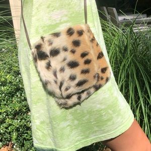 vintage furry animal print purse